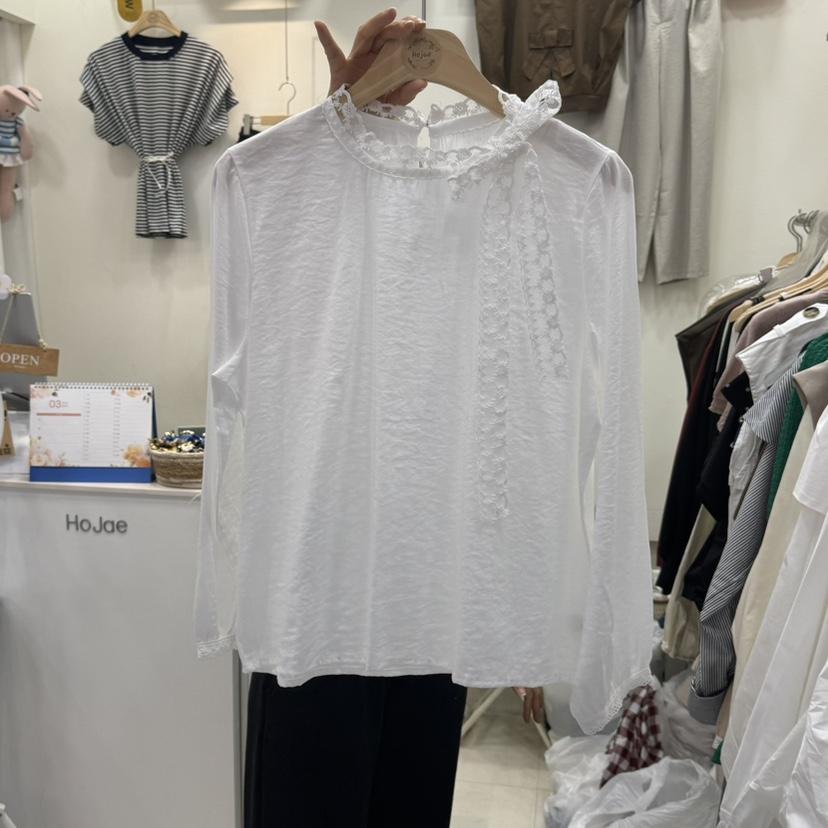 HOJAE韓國直郵㊣東大門實拍女裝新品25春夏熱賣時尚襯衫蕾絲衫MID-LEVEL JUMP襯衫/蕾絲衫