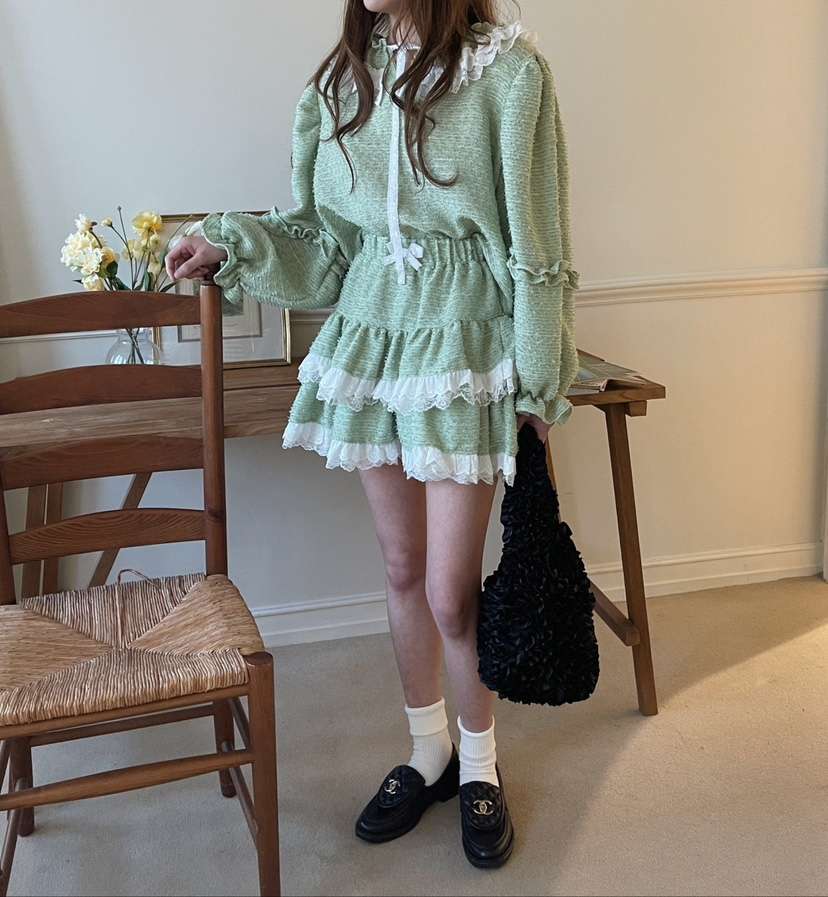 BOUTIQUE-L直郵韓國代購㊣女裝新品25春夏時尚人氣襯衫蕾絲衫BOUTIQUE-L襯衫/蕾絲衫