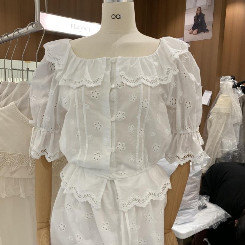OGI韓國直郵女裝新品人氣時尚職業推薦25春夏真品襯衫蕾絲衫FLat OGI襯衫/蕾絲衫