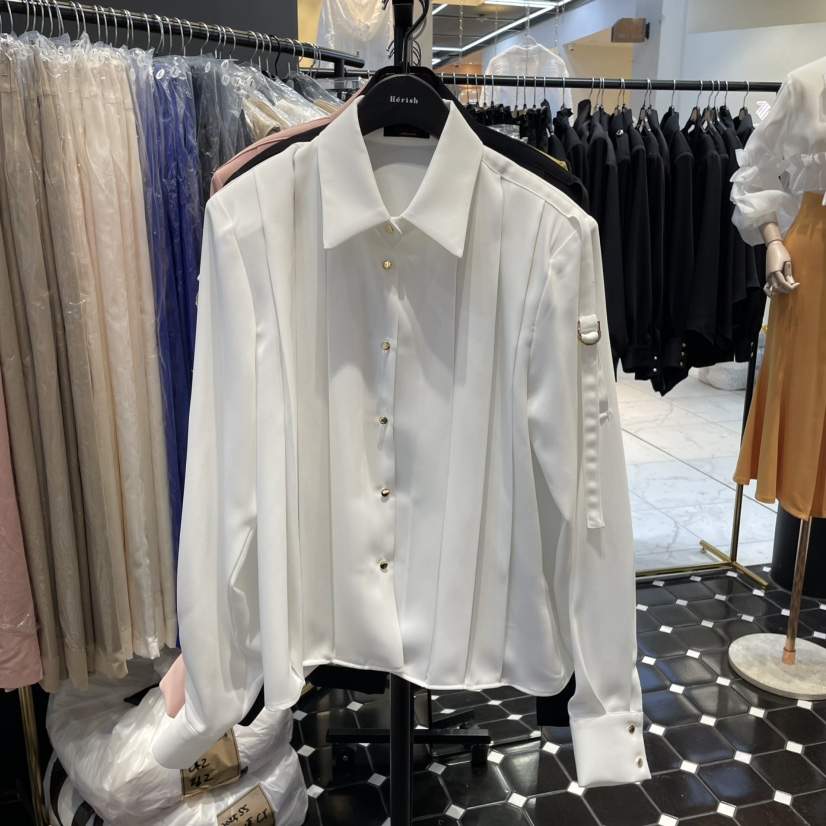 空韓國直郵女士新款真品熱賣25春夏休閑時尚職業襯衫蕾絲衫Herish襯衫/蕾絲衫