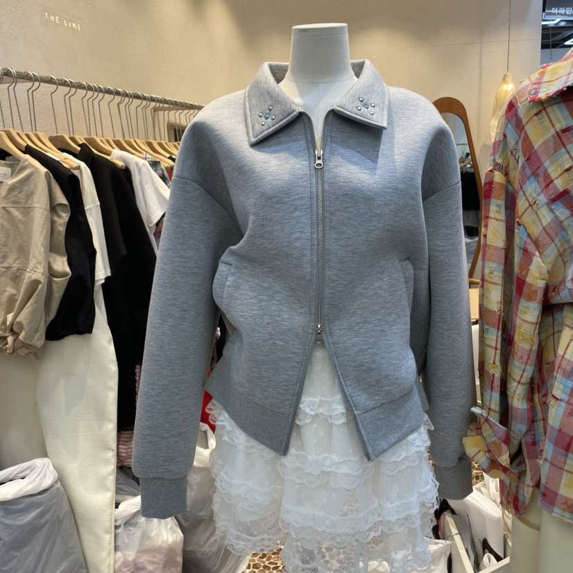 THE LINE-Q韓國㊣直郵東大門代購女裝新品職業休閑夾克拉鏈THE LINE-q夾克