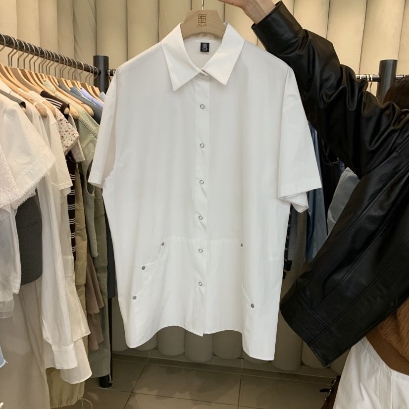OUS/INCH-L韓國㊣直郵東大門代購女裝新品25春夏襯衫蕾絲衫OUS/INCH襯衫/蕾絲衫