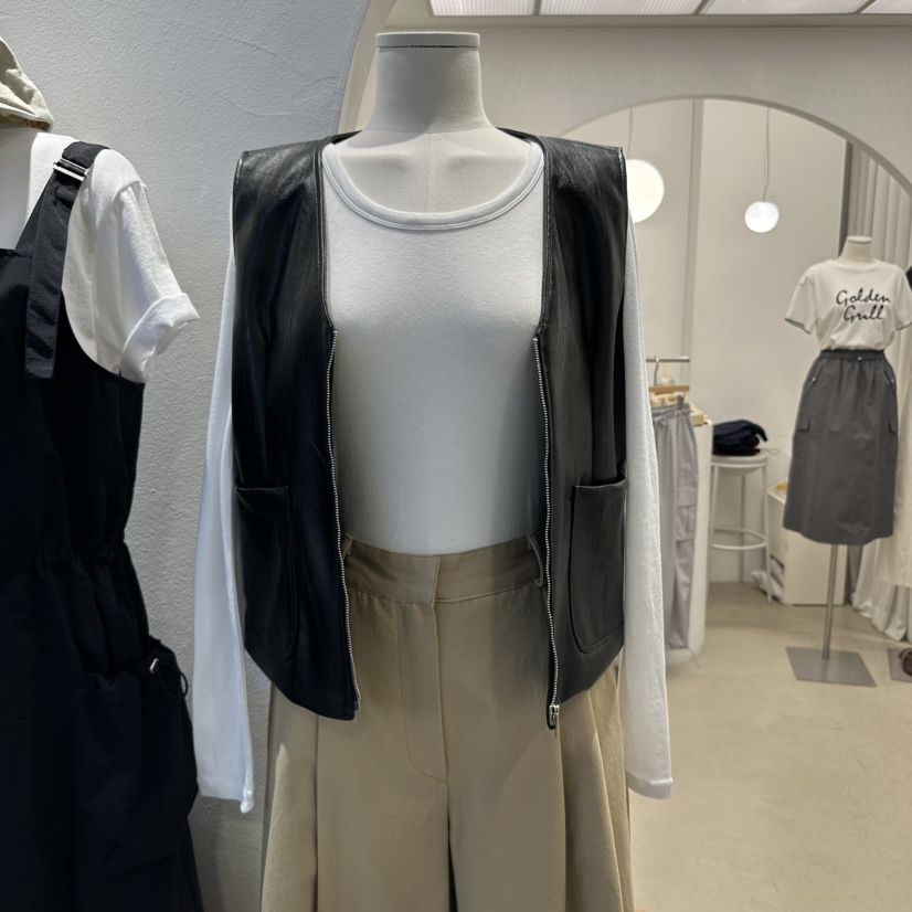 GOLDEN MARKET韓國直郵女士新品職業人氣馬甲不含內搭皮革GOLDEN MARKET馬甲