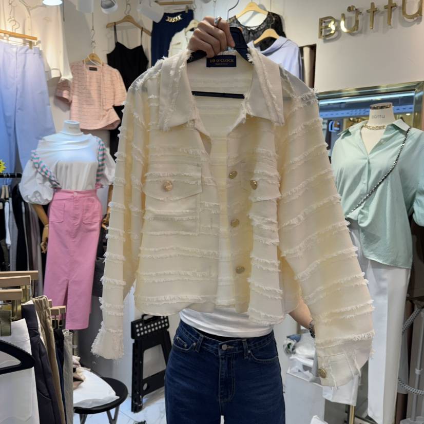 BUTTU韓國代購女士新款時尚推薦真品25春夏熱賣職業襯衫蕾絲衫10 O CLOCK/Buttu襯衫/蕾絲衫