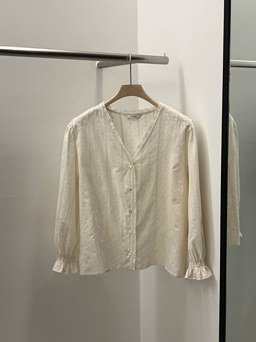 REGULARLY/PLACOR直郵韓國代購㊣女裝新品職業襯衫蕾絲衫刺繡REGULARLY/PLACOR襯衫/蕾絲衫