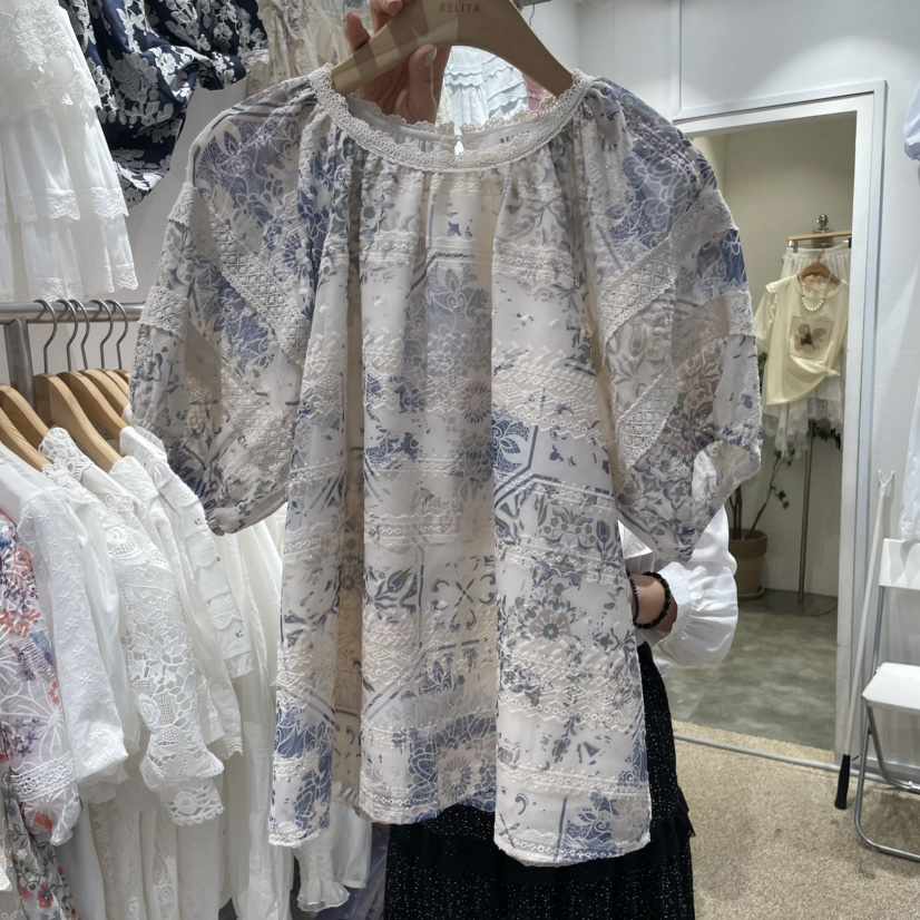 空東大門代購女士新款真品休閑熱賣人氣25春夏推薦襯衫蕾絲衫BELITA襯衫/蕾絲衫