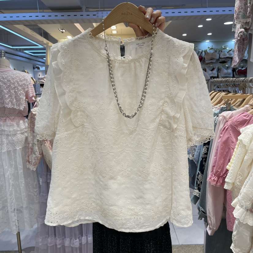 空韓國代購女士新品人氣真品25春夏時尚推薦休閑襯衫蕾絲衫BELITA襯衫/蕾絲衫