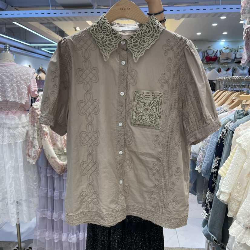空韓國直郵女裝新款休閑推薦25春夏真品職業時尚襯衫蕾絲衫BELITA襯衫/蕾絲衫
