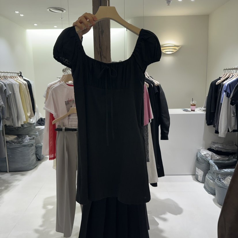 AVECNOUS東大門實拍女士新品熱賣25春夏推薦真品連衣裙褶皺AVECNOUS連衣裙