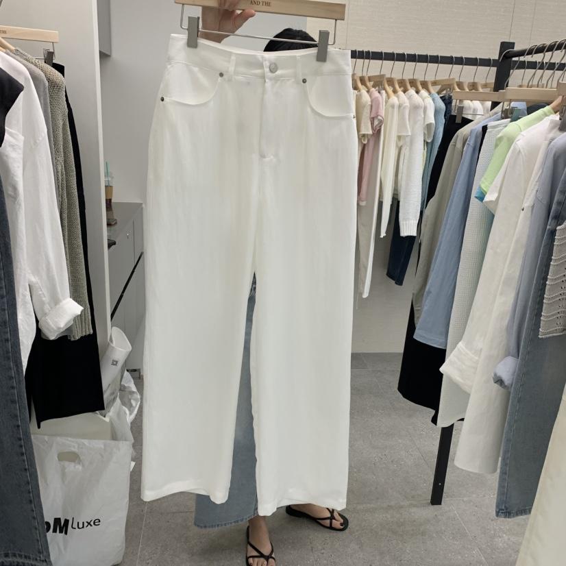 AND THE韓國直郵㊣東大門實拍女裝新品25春夏休閑褲口袋拉鏈AND THE休閑褲