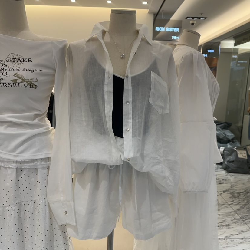 RICH SISTER韓國直郵㊣女裝新品休閑人氣時尚襯衫蕾絲衫亞麻RICH SISTER襯衫/蕾絲衫