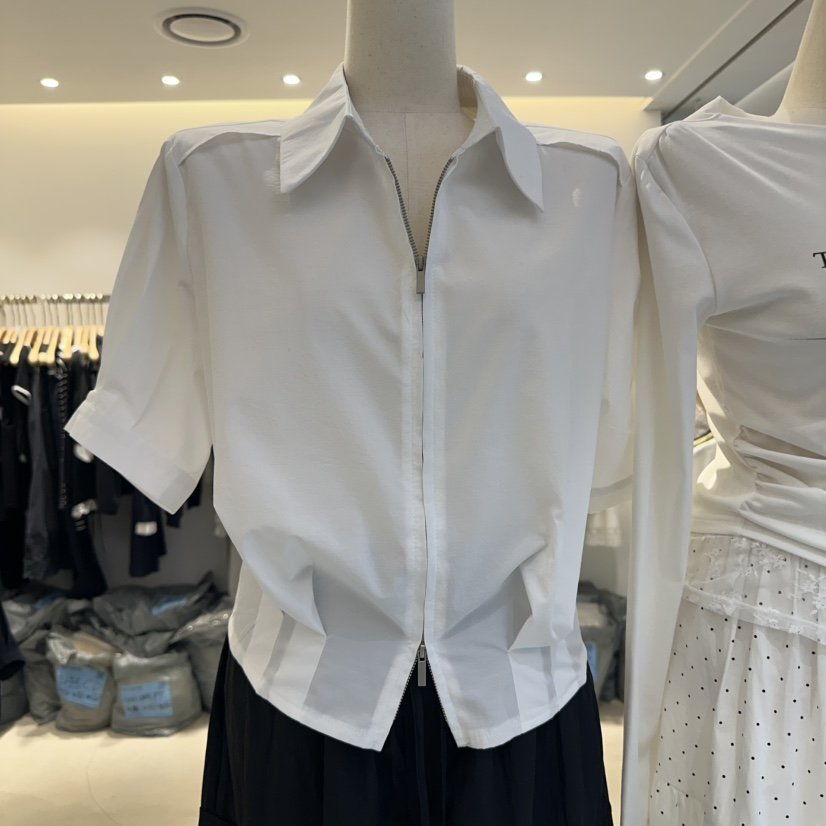 RICH SISTER韓國㊣直郵東大門代購女裝新品人氣襯衫蕾絲衫拉鏈RICH SISTER襯衫/蕾絲衫