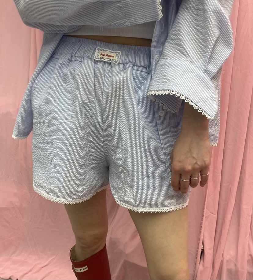 PAIRING韓國㊣直郵東大門代購女裝新款25春夏推薦短褲蕾絲條紋PAIRING短褲