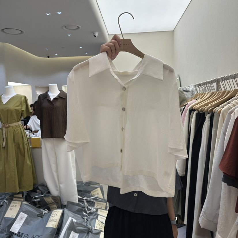 MATIERE韓國㊣直郵東大門代購女裝新品時尚人氣25春夏襯衫蕾絲衫MATIERE襯衫/蕾絲衫