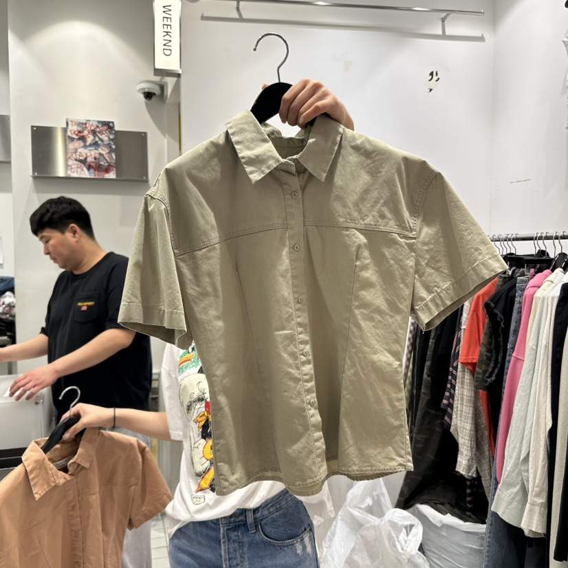 THE WEEKND韓國㊣直郵東大門代購女裝新款推薦襯衫蕾絲衫短款THE WEEKND襯衫/蕾絲衫