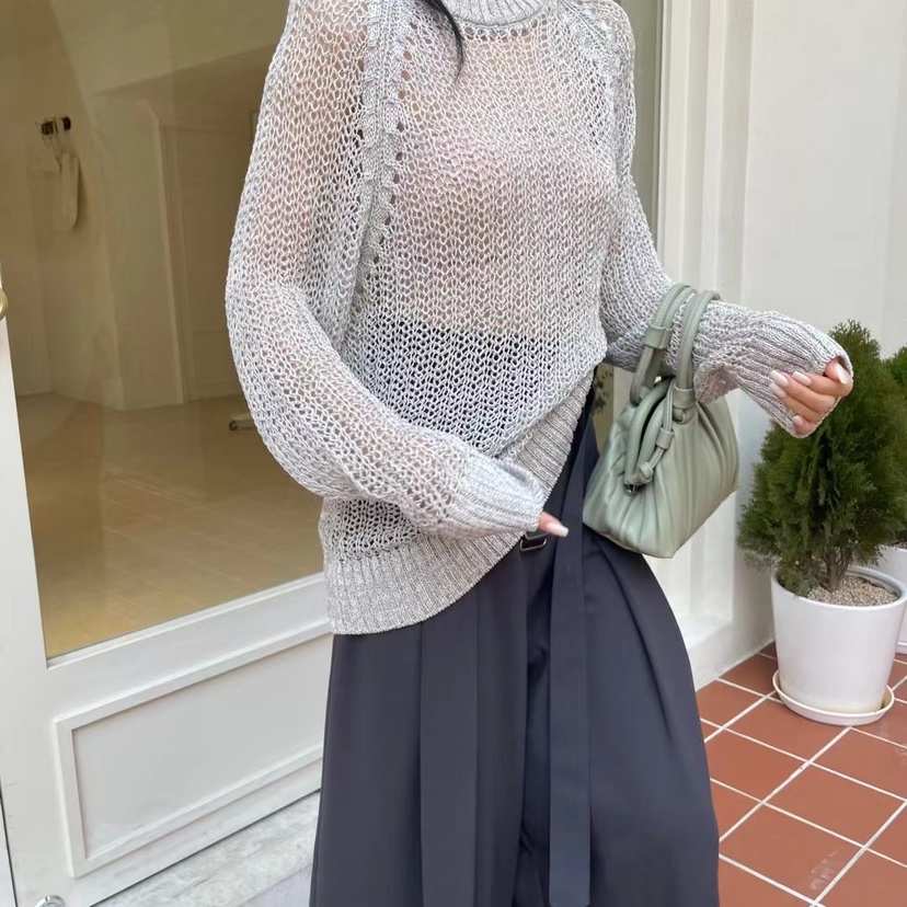 RIAH直郵韓國代購㊣女裝新品25春夏時尚熱賣休閑針織衫打折RIAH針織衫