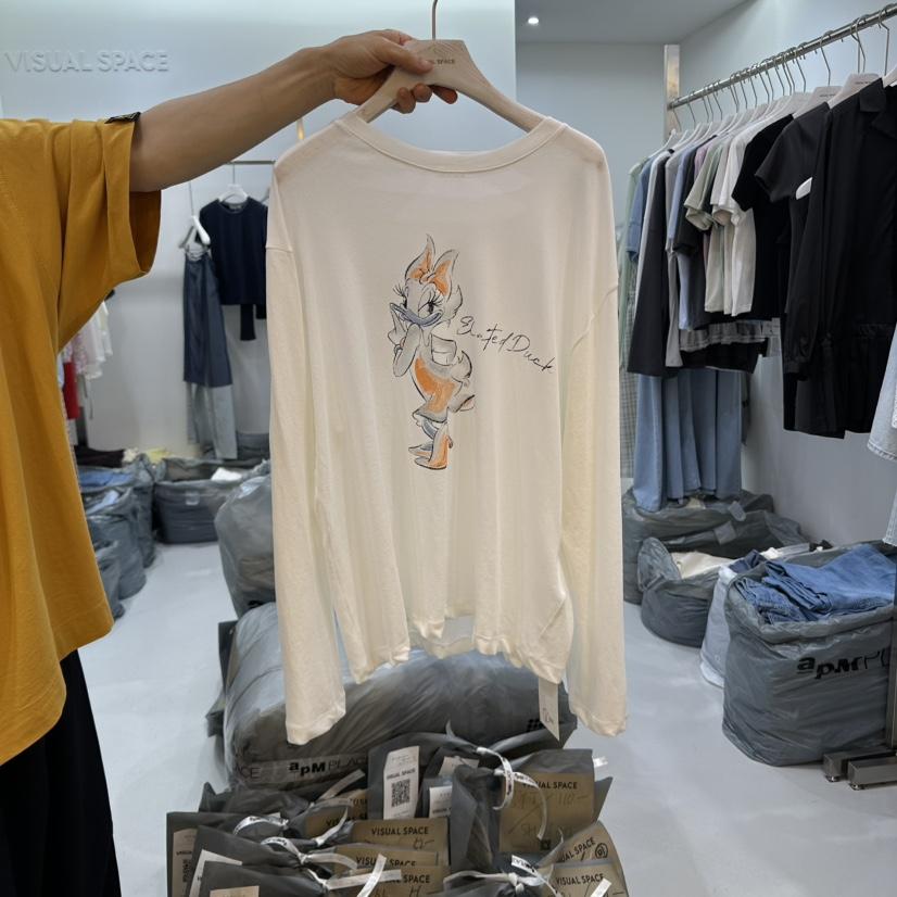 VISUAL SPACE韓國直郵㊣東大門實拍女裝新品人氣25春夏長袖T恤VISUAL SPACE長袖T恤