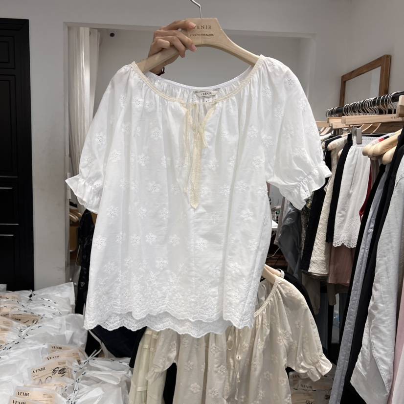 VENIR-a直郵韓國代購㊣女裝新品休閑時尚熱賣25春夏襯衫蕾絲衫VENIR-a襯衫/蕾絲衫