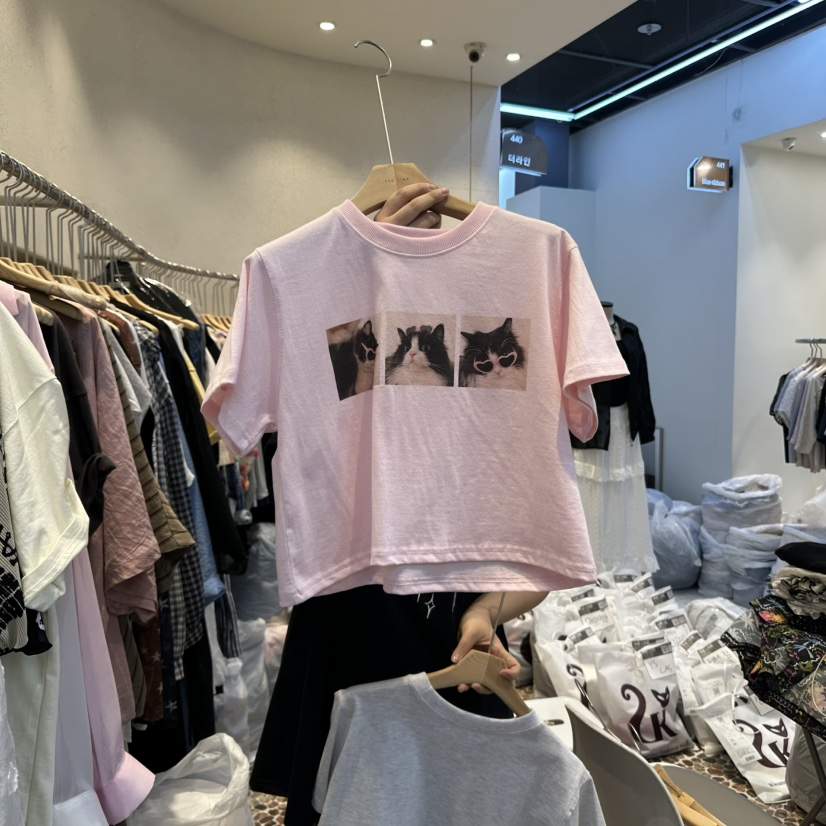 THE LINE-Q直郵韓國代購㊣女裝新品時尚熱賣25春夏人氣T恤THE LINE-qT恤