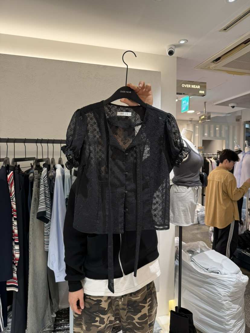 OVER NEAP韓國代購女裝新品人氣熱賣休閑真品推薦襯衫蕾絲衫OVER NEAR襯衫/蕾絲衫