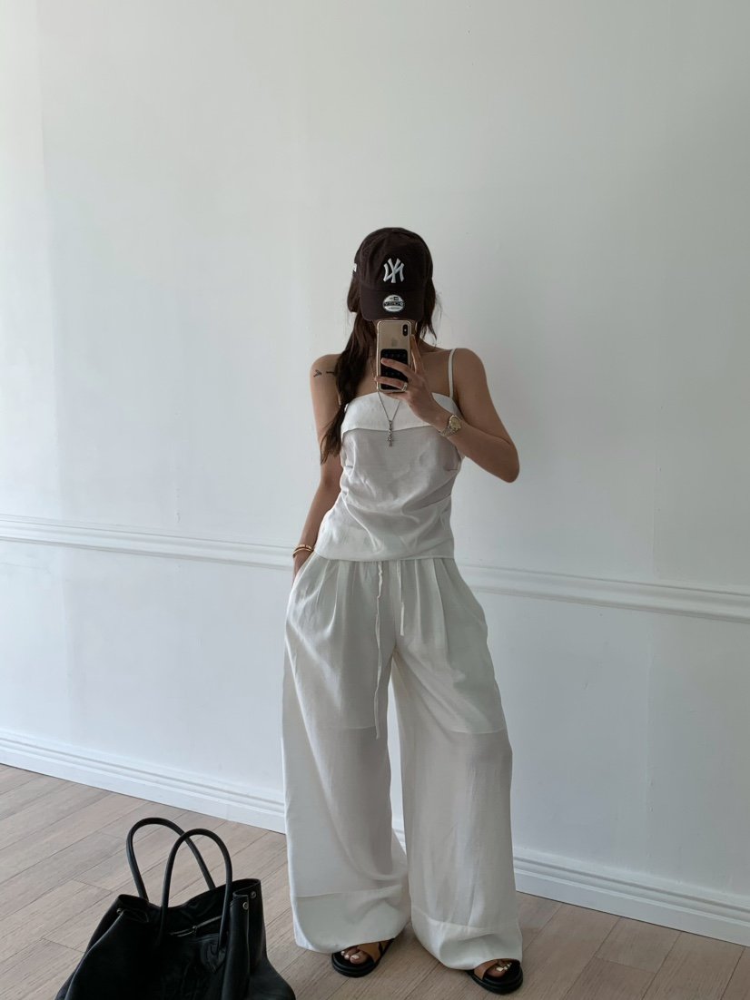 VIRKIN韓國代購女裝新款熱賣休閑時尚25春夏職業休閑褲亞麻VIRKIN休閑褲