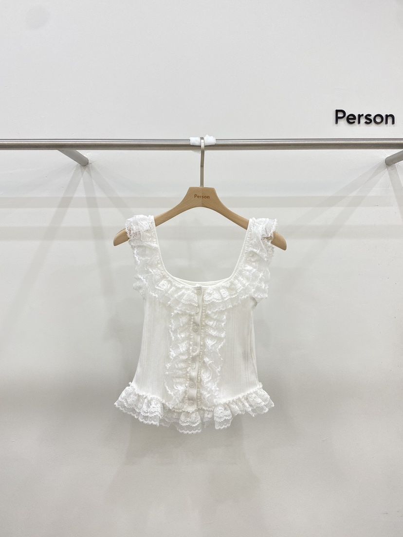 PERSON韓國代購女士新品熱賣時尚休閑25春夏職業襯衫蕾絲衫PERSON襯衫/蕾絲衫