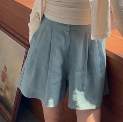 N BROWN韓國直郵㊣東大門實拍女裝新品休閑人氣時尚短褲亞麻N BROWN短褲