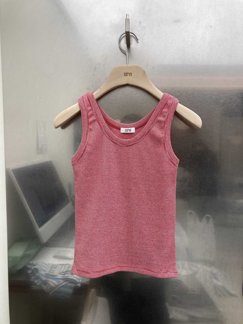 CURVY直郵韓國代購㊣女裝新款休閑25春夏熱賣時尚吊帶背心條紋CURVY吊帶/背心