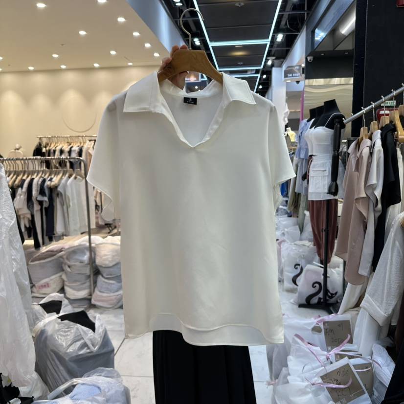 SANS直郵韓國代購㊣女裝新品時尚推薦人氣休閑襯衫蕾絲衫高領SANS襯衫/蕾絲衫