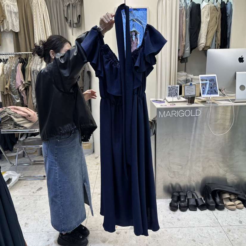MARIGOLD直郵韓國代購㊣女裝新品25春夏熱賣人氣連衣裙含腰帶MARIGOLD連衣裙