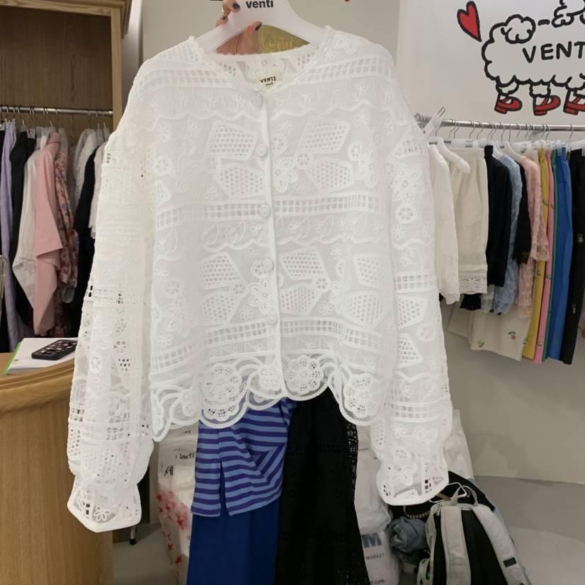VENTI韓國直郵㊣東大門實拍女裝新款推薦25春夏襯衫蕾絲衫開衫VENTI襯衫/蕾絲衫