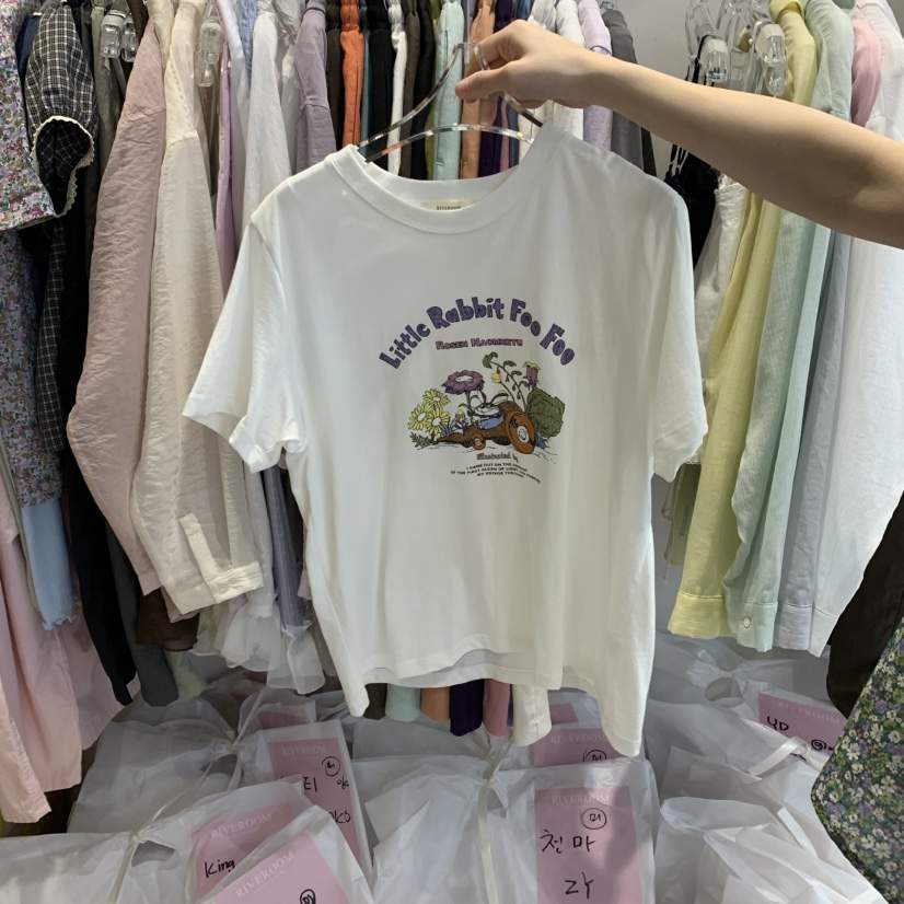 RIVEROOM韓國㊣直郵東大門代購女裝新品人氣熱賣時尚T恤兔子RIVEROOMT恤