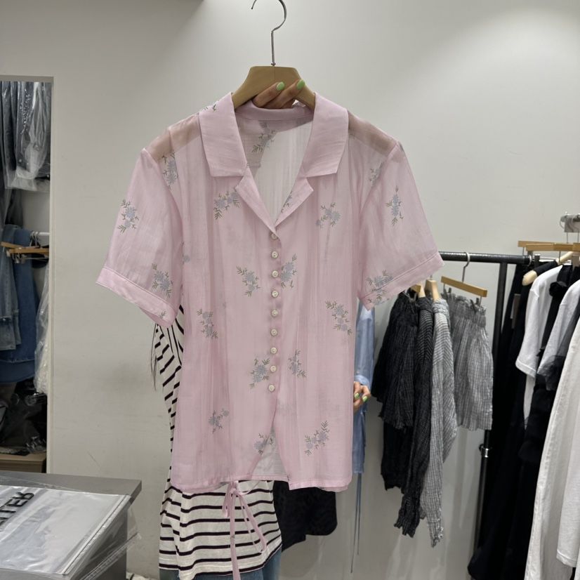 REPELLER韓國直郵㊣女裝新品休閑熱賣時尚人氣襯衫蕾絲衫天絲REPELLER襯衫/蕾絲衫