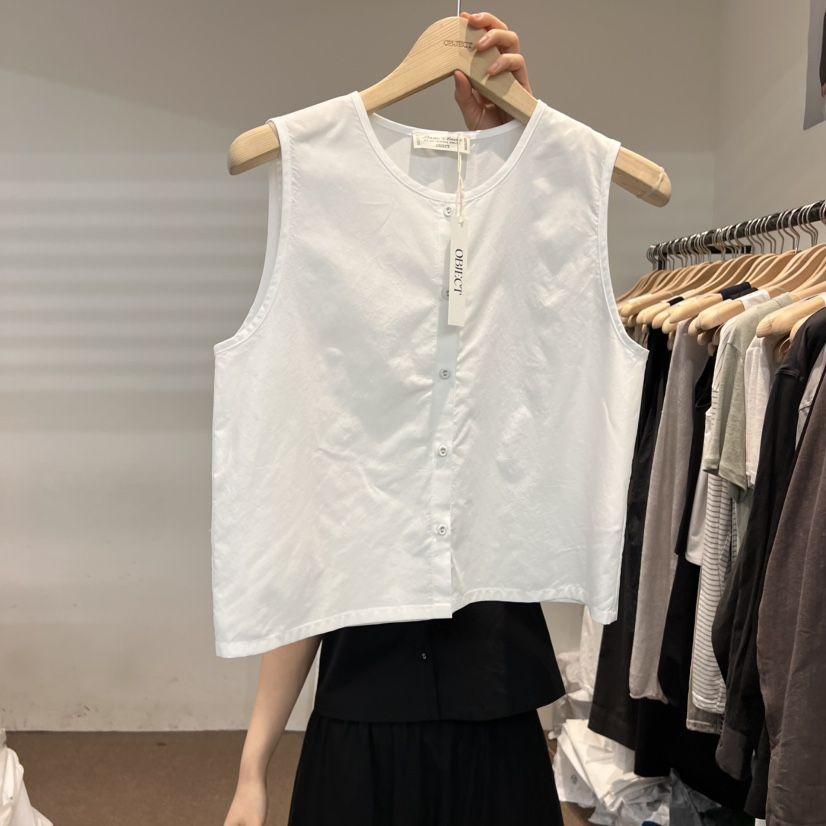 OBJECT韓國㊣直郵東大門代購女裝新款時尚吊帶背心天絲紐扣OBJECT吊帶/背心