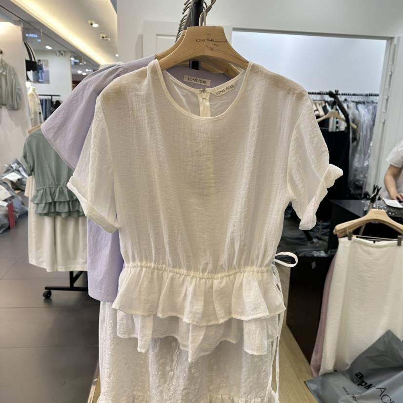 LONG PEAK直郵韓國代購㊣女裝新品25春夏熱賣時尚襯衫蕾絲衫LONG PEAK襯衫/蕾絲衫