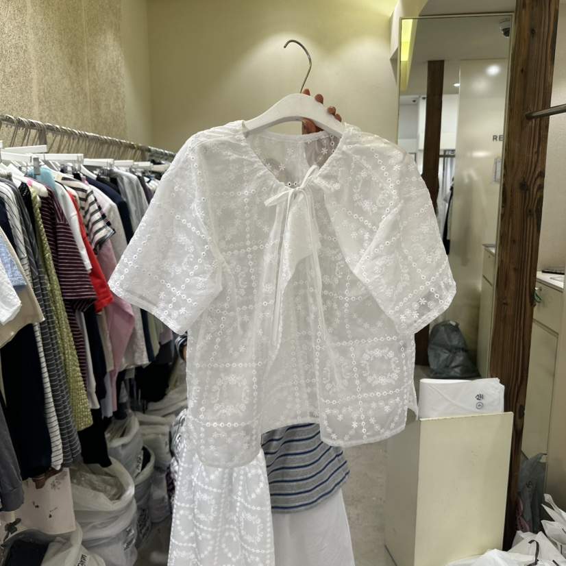REFLAT韓國㊣直郵東大門代購女裝新品25春夏襯衫蕾絲衫荷葉邊REFLAT襯衫/蕾絲衫