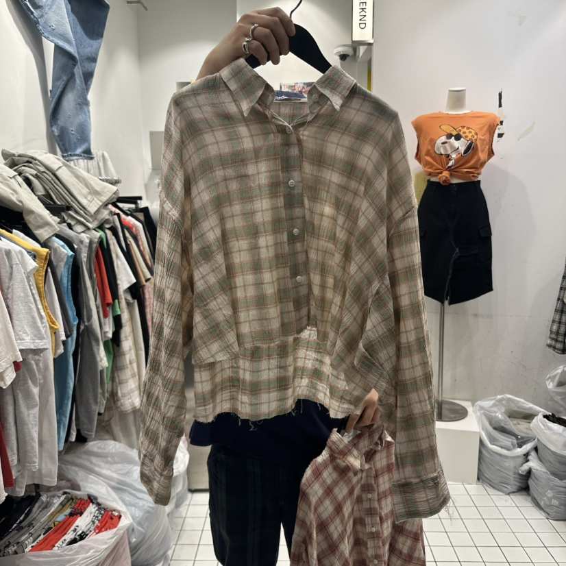 THE WEEKND直郵韓國代購㊣女裝新品休閑熱賣襯衫蕾絲衫短款THE WEEKND襯衫/蕾絲衫