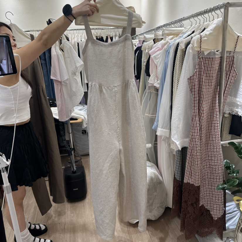 HANSUNGHYUN韓國直郵㊣女裝新品推薦人氣25春夏休閑連體褲亞麻HANSUNGHYUN連體褲