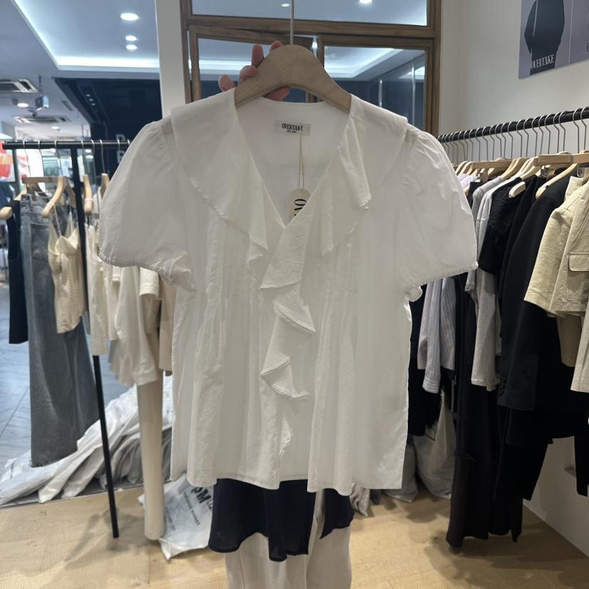 OVERTAKE東大門實拍女士新品熱賣休閑時尚襯衫蕾絲衫可愛的OVERTAKE襯衫/蕾絲衫