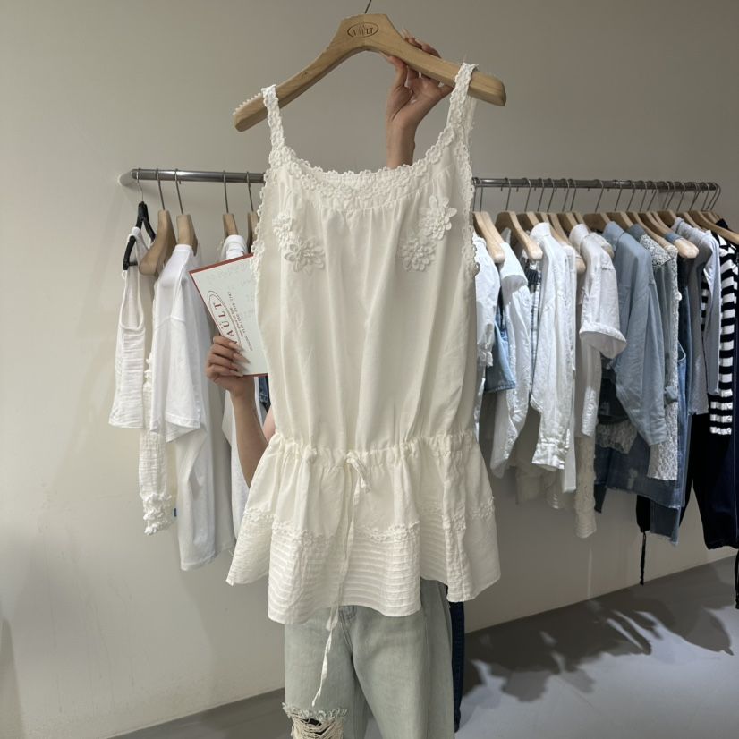 VAULT韓國直郵㊣東大門實拍女裝新品休閑時尚25春夏連衣裙亞麻VAULT連衣裙