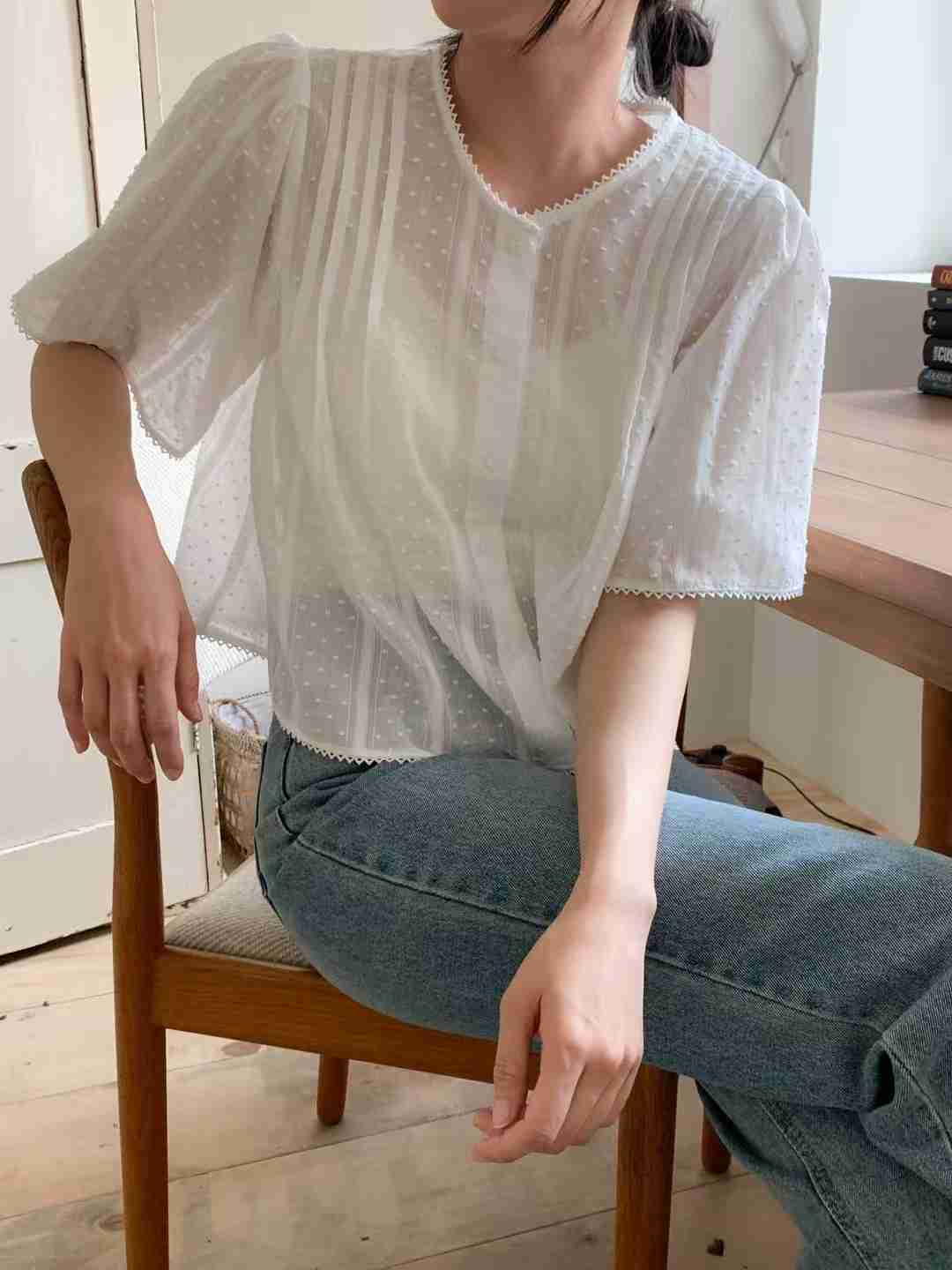 CAROL韓國直郵㊣女裝新款人氣休閑25春夏時尚推薦襯衫蕾絲衫CAROL襯衫/蕾絲衫