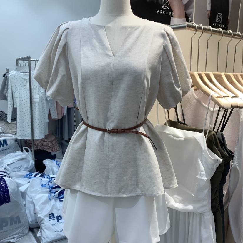 ARCHER直郵韓國代購㊣女裝新品休閑時尚襯衫蕾絲衫不含腰帶ARCHER襯衫/蕾絲衫