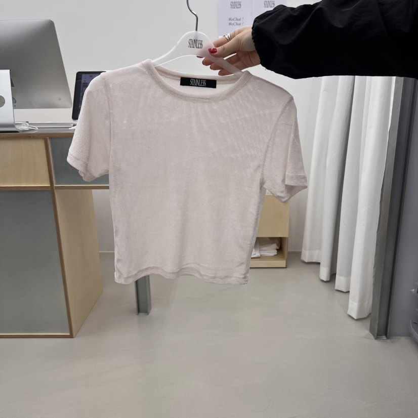 STAINLESS直郵韓國代購㊣女裝新品時尚熱賣人氣25春夏T恤天鵝絨STAINLESST恤