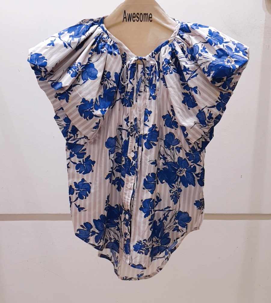 AWESOME-P直郵韓國代購㊣女裝新品25春夏襯衫蕾絲衫泡泡袖AWESOME-P襯衫/蕾絲衫