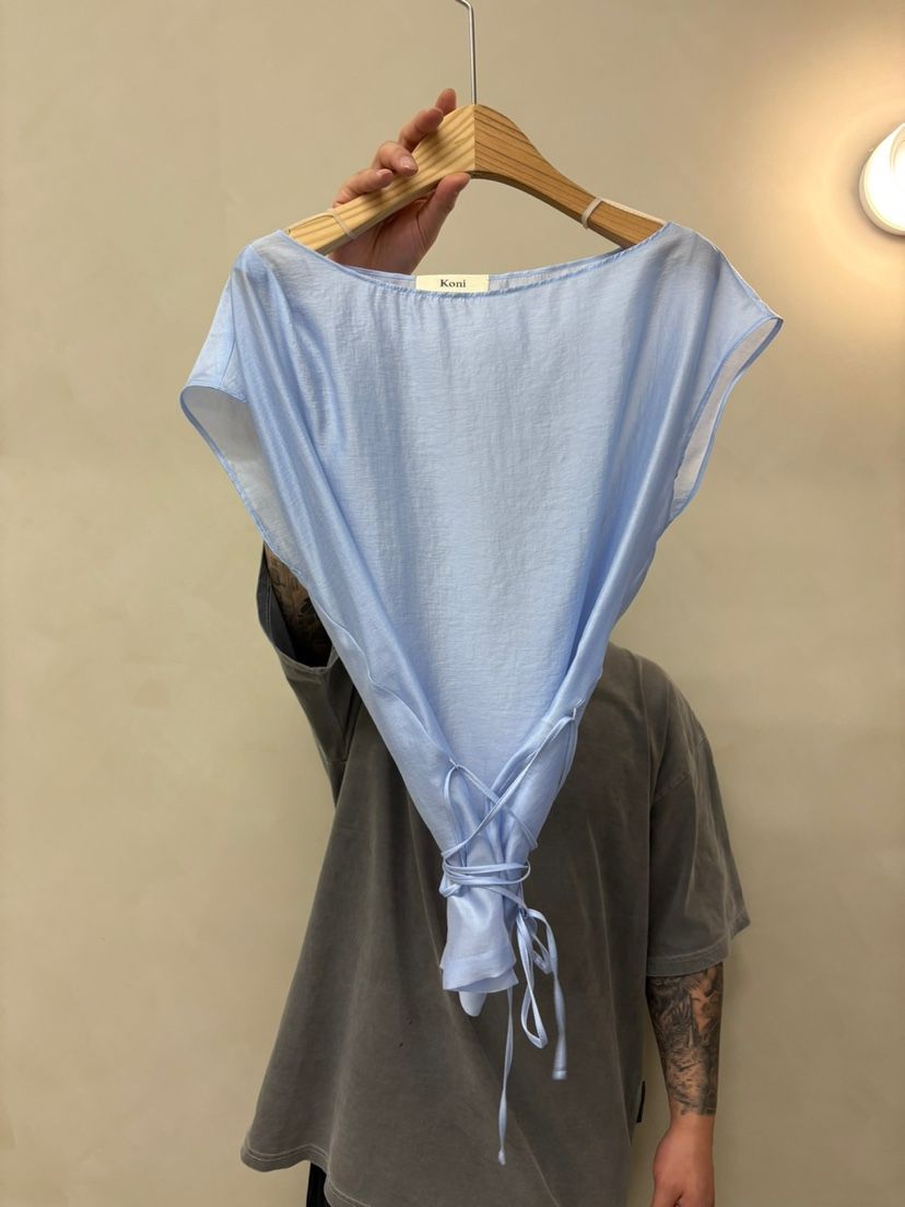 KONI直郵韓國代購㊣女裝新品熱賣25春夏休閑襯衫蕾絲衫含腰繩KONI襯衫/蕾絲衫