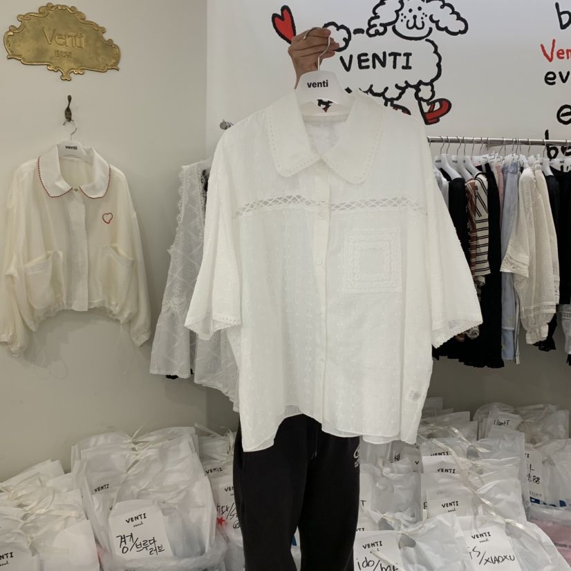 VENTI韓國直郵㊣女裝新款時尚休閑人氣25春夏推薦襯衫蕾絲衫VENTI襯衫/蕾絲衫
