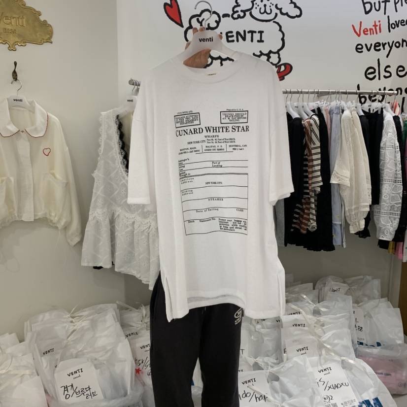 VENTI直郵韓國代購㊣女裝新品25春夏時尚休閑推薦熱賣人氣T恤VENTIT恤