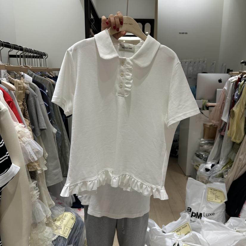 THEMORYPARK韓國㊣直郵東大門代購女裝新品25春夏T恤荷葉邊THE MORY PARKT恤