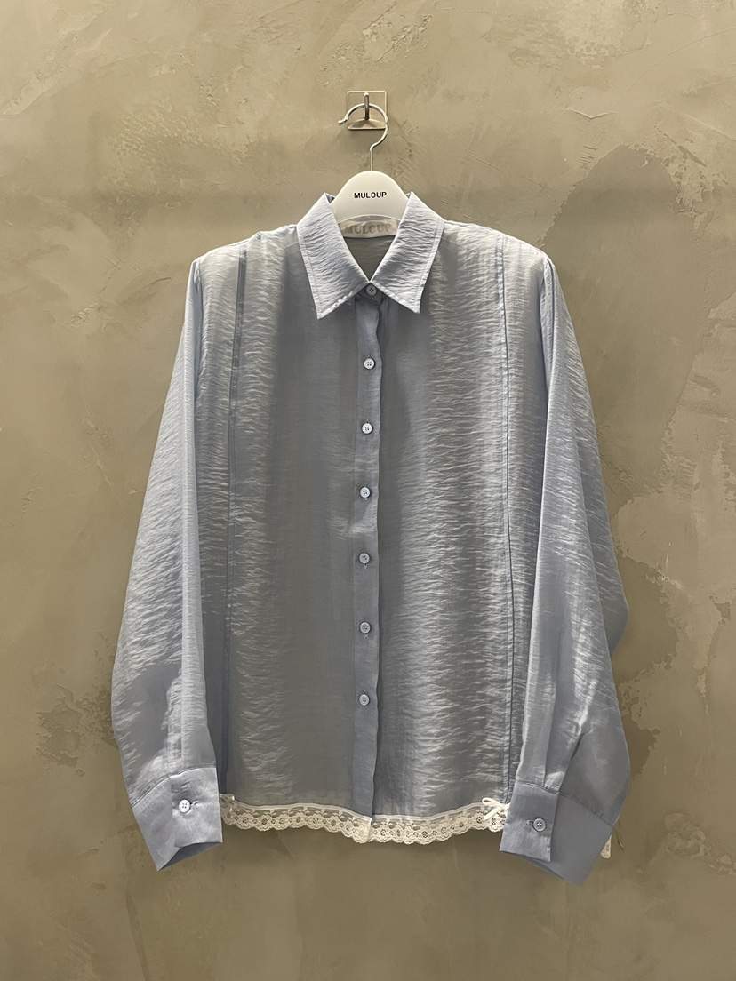 MULCUP韓國直郵㊣東大門實拍女裝新品熱賣人氣襯衫蕾絲衫透明MULCUP襯衫/蕾絲衫