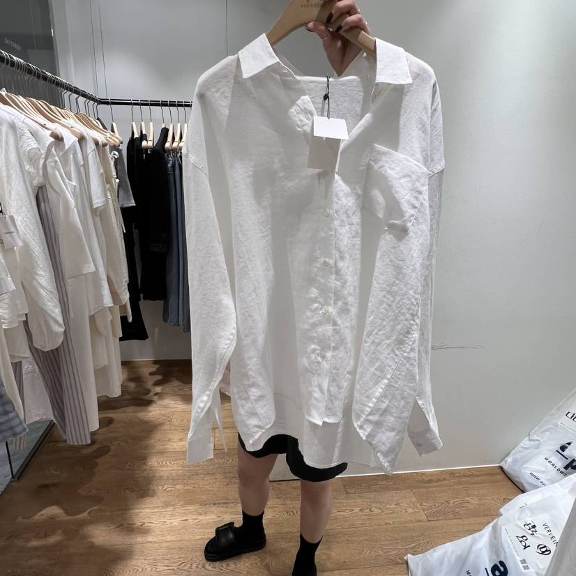 VERVEINE韓國㊣直郵東大門代購女裝新款25春夏襯衫蕾絲衫亞麻VERVEINE襯衫/蕾絲衫